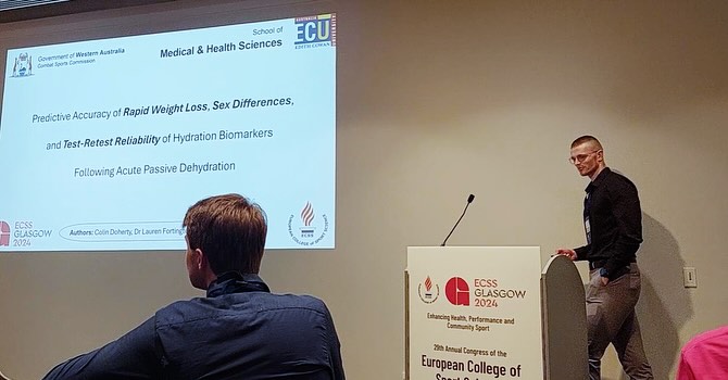 Colin presenting hydration research at the ECSS conference in Glasgow